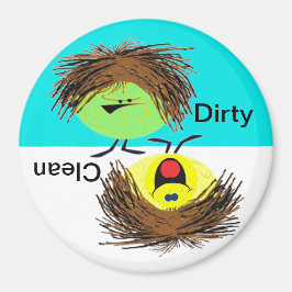 Smutsig eller ren diskmaskin magnet