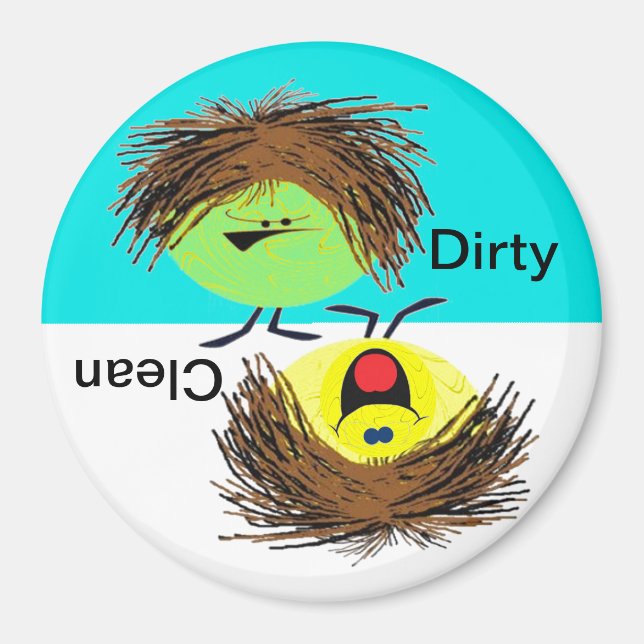 Smutsig eller ren diskmaskin magnet (Framsidan)