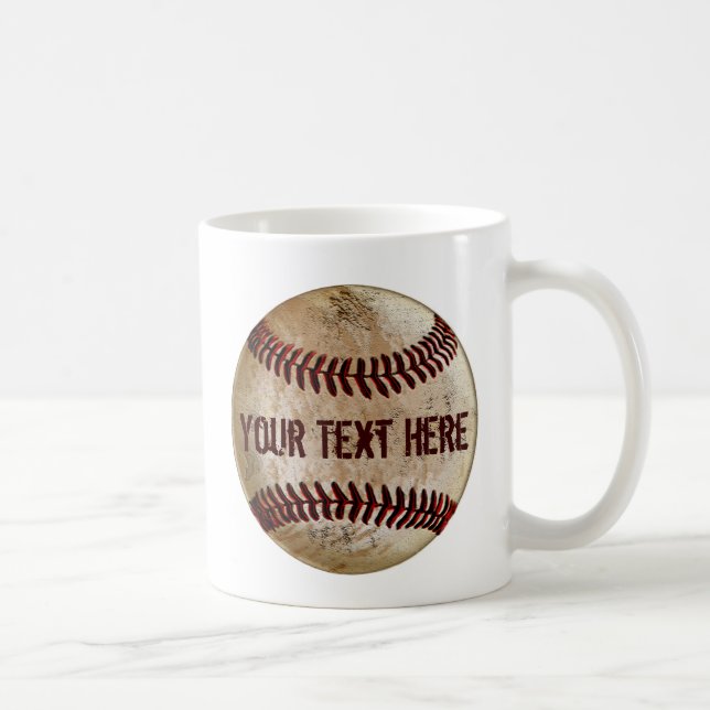 Smutsig gammal basebollmugg med DIN TEXT Kaffemugg (Höger)