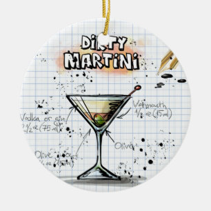 Smutsig Martini-ornament rund Julgransprydnad Keramik