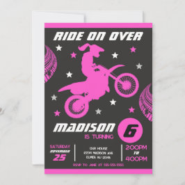 Smutsig motorcross motorcykel flicka födelsedag  inbjudningar