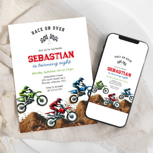 Smutsig motorcross Motorcykel Tävling Pojke Födels Inbjudningar