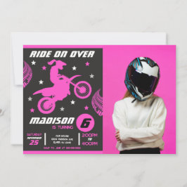 Smutsig motorcross motorcykel tjej foto födelsedag inbjudningar