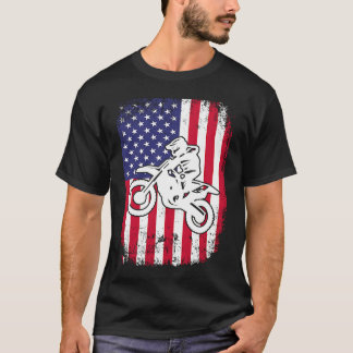 Smutsig motorcykel amerikansk flagga t shirt