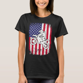 Smutsig motorcykel amerikansk flagga t shirt