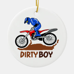 Smutsig pojke Motocross Julgransprydnad Keramik