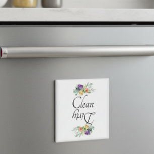 Smutsig Ren Diskmaskin Magnet Blommor Blommor