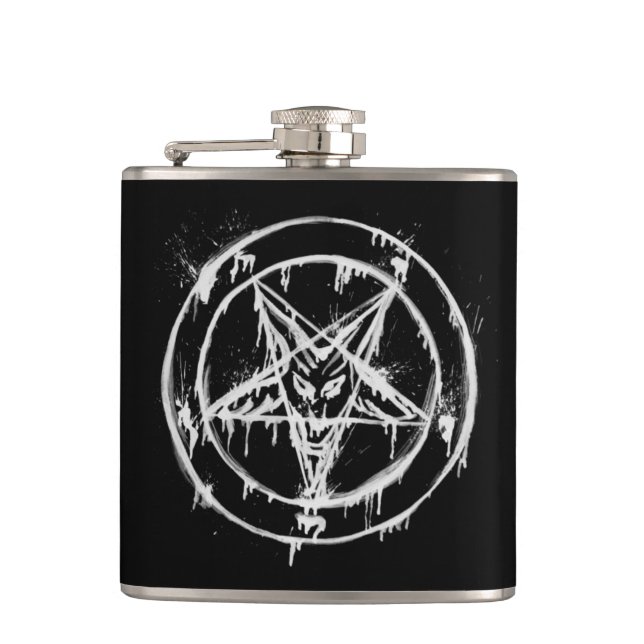 Smutsig svart Baphomet flaska Fickplunta (Framsidan)