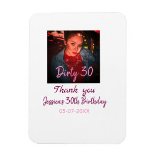 Smutsiga 30-årsfirande infoga namn rosa infoga fot magnet