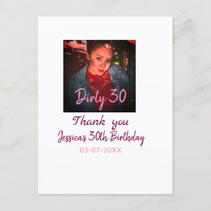Smutsiga 30-årsfirande infoga namn rosa infoga fot vykort