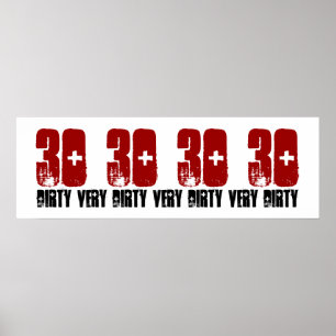 Smutsiga 30 Födelsedagsfester Poster Grunge Red