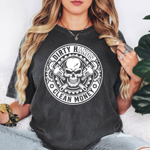 Smutsiga händer rent pengar Dödskalle Skiftnyckel T Shirt