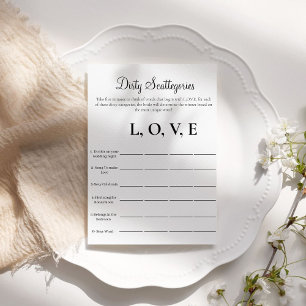 Smutsiga Scattegories möhipparty lek Inbjudningar