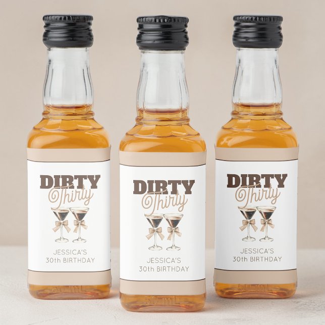 Smutsiga Trettio Espresso Martini 30-årsfest Spritflaskor Etikett (Dirty Thirty Espresso Martini 30th Birthday Party Liquor Bottle Label)