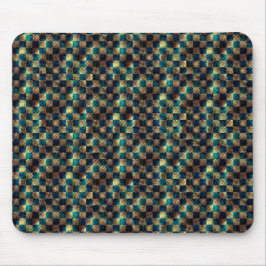 Smutsigt schack och skrapad effekt, blått och gult musmatta