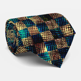 Smutsigt schack och skrapad effekt, blått och gult slips