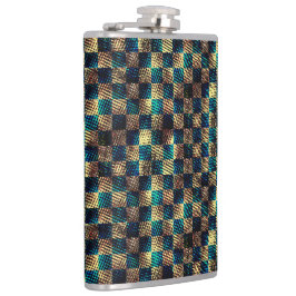 Smutsigt schack och skrapad effekt, gult och blått fickplunta