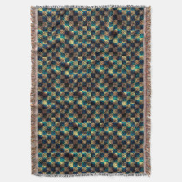 Smutsigt schack och skrapad effekt, gult och blått filt