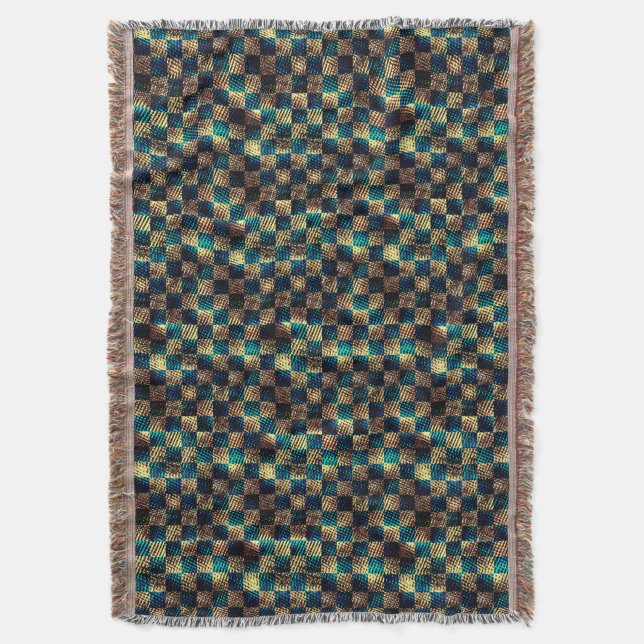 Smutsigt schack och skrapad effekt, gult och blått filt (Framsidan Vertikal)