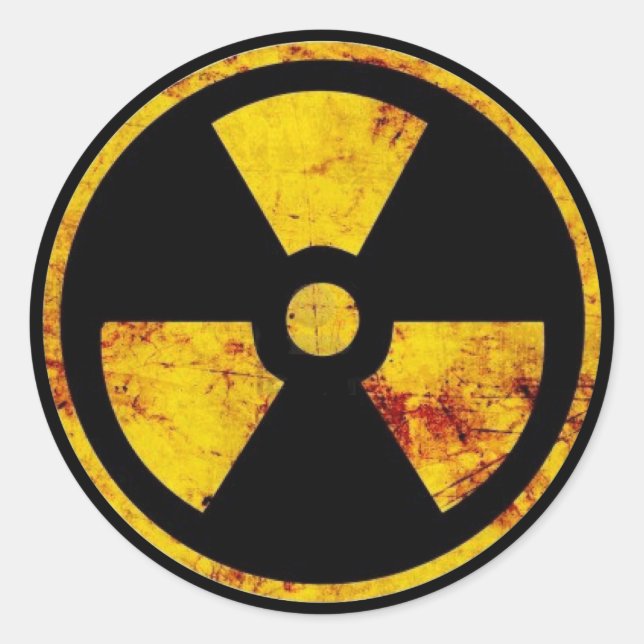 Smutty Nuclear Warning Sign-Sticker Runt Klistermärke (Framsida)