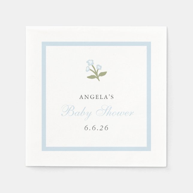 Smyckad blommig baby shower servett (Framsidan)