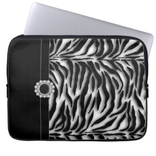 Smyckad svart zebralåda för bärbar dator laptop sleeve