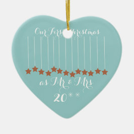 Smyckar den första julen för mjuk blåtthjärta julgransprydnad keramik