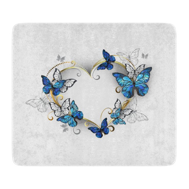 Smycke Hjärtform med Fjärilar Morpho (Framsidan)