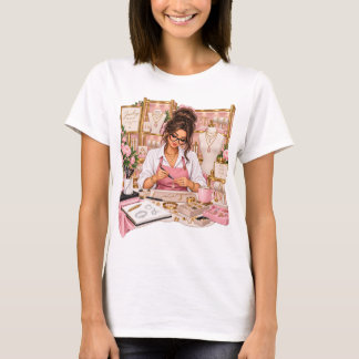 Smyckedesigner T-Shirt | Elegant Rosa & Guld Smyck