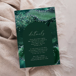 Smyckegrön Silver Glitter Båge Bröllopsdetaljer Tilläggskort