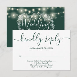 Smyckegrön stränglykta blomsterbröllop OSA kort