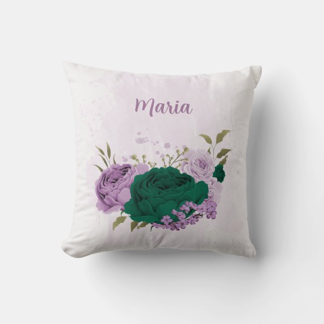 smyckegrönt lila blommor kudde (Framsida)