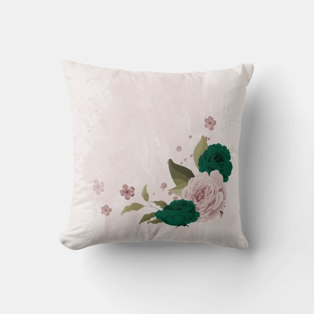 smyckegrönt rosa blommor kudde (Framsida)