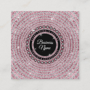 Smycken Diamant Cirkel Rosa Glitter Bling Elegant Fyrkantigt Visitkort