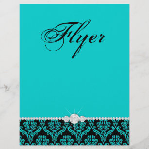 Smycken Flyer Hår Salong Damask Svart Blå Klassisk