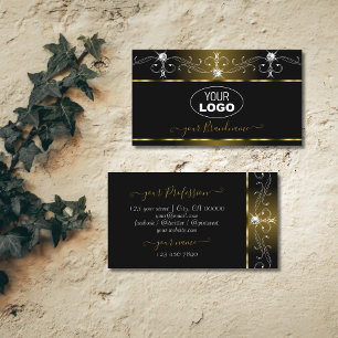 Smycken Gnistra i Luxury Black Guld Ornate med Log Visitkort