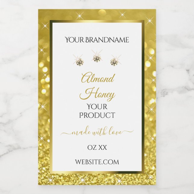 Smycken juveler för vit Guld-Glitter-etiketter Mat Etikett (Singel etikett)