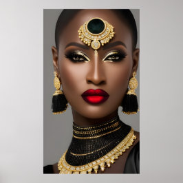 Smycken kvinna i Mode Exotic African guld Black Poster