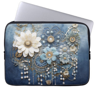 Smycken på blå Denim Laptop Fodral