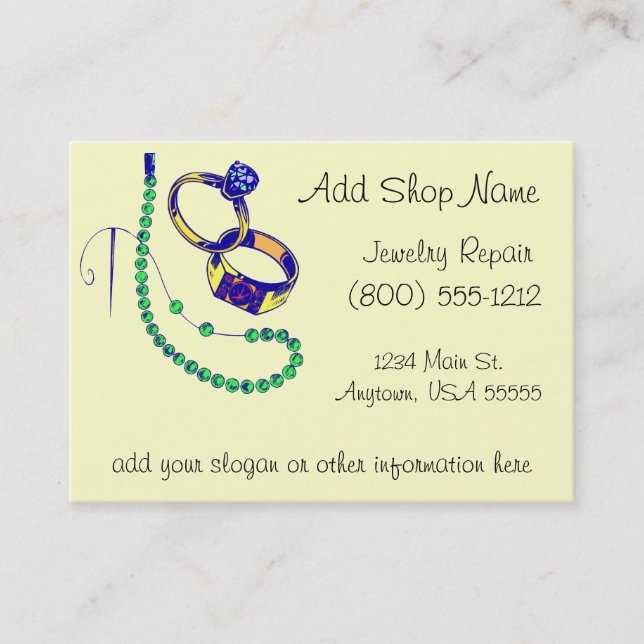 Smycken reparerar shoppar visitkort (Framsida)