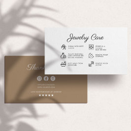 Smycken Vårdinstruktioner Företag Tack Kort 