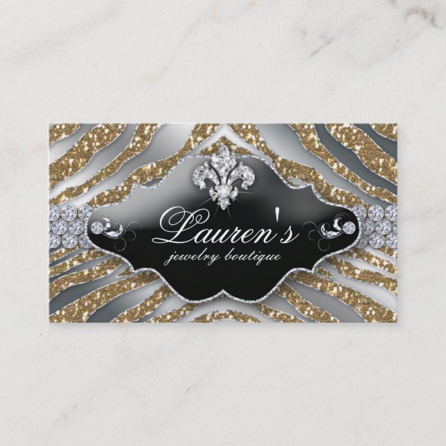 SmyckensebraFleur de lis Gnistra guld- silver Visitkort (Framsida)