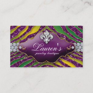 SmyckensebraFleur de lis Mardi Gras lilor Visitkort