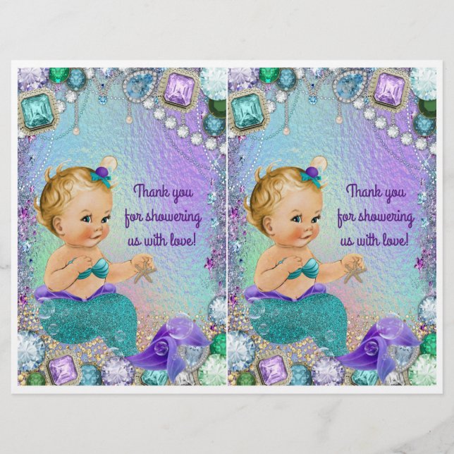 Smyckes Havfrus Babyshower Gör-det-själv Presentpå Reklamblad (Framsidan)