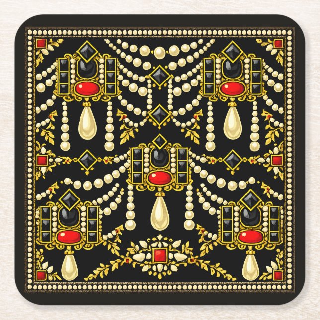 Smyckesdesign inspirerad av Maria Stuart  Underlägg Papper Kvadrat (Framsidan)