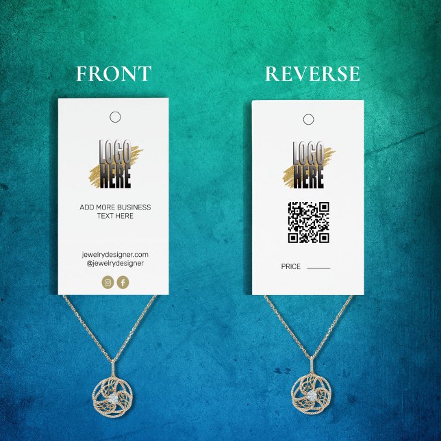 Smyckesdisplay Prislapp med QR-kod och logotyp Visitkort (Skapare uppladdad)