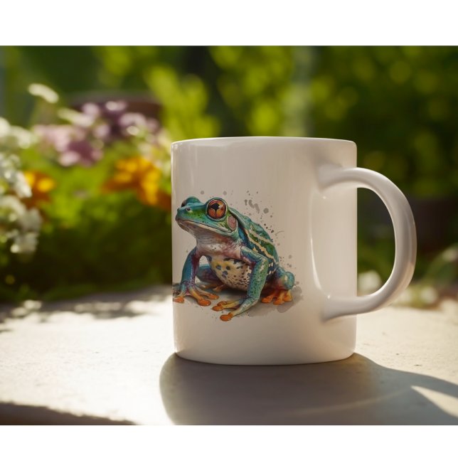 Smyckesfärgad akvarellgroda  kaffemugg (Skapare uppladdad)