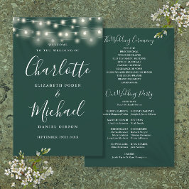 Smyckesgröna sladdljus bröllopsprogram
