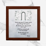 Smyckeskrinen för inspirationsljud Rumi Quote Keep Minnesask<br><div class="desc">Vackert RUMI-citat i svart skript med text på isigens blå lila abstrakt bakgrund. Bilden från grind är snygg och dekorerar överkanten. Underbar presentidé för alla som vill lagra keepsakes eller smycken i en inspirationslåda.</div>