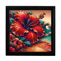 smyckeskrinen "Hibiscus och Ocean Vågar" Keepsaki